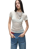 Sheer Wool Lace Paisley Short Sleeve T-shirt