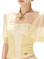 Faux Layered Lace Bustier Top