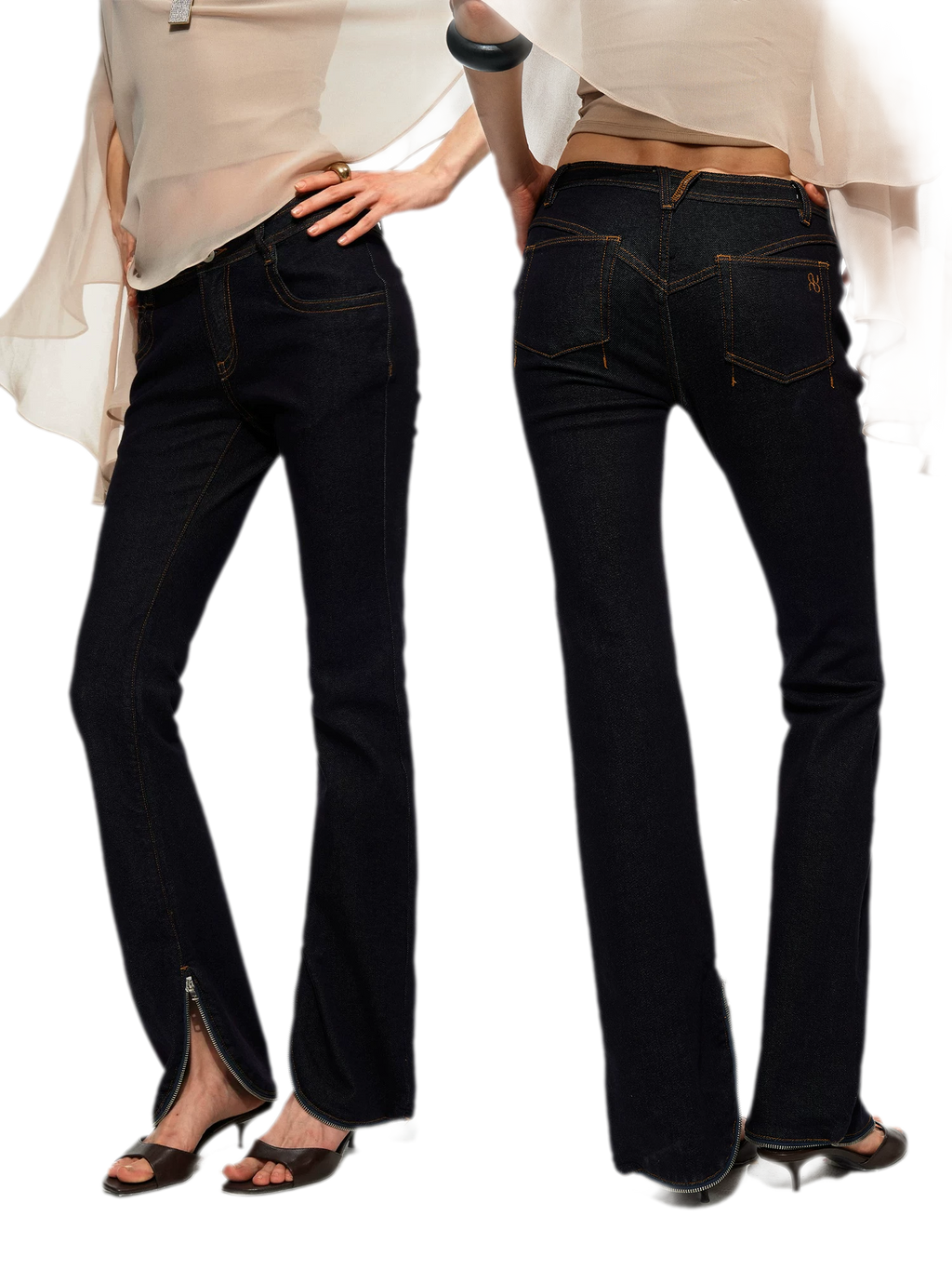 R2 Zip Hem Denim Jeans