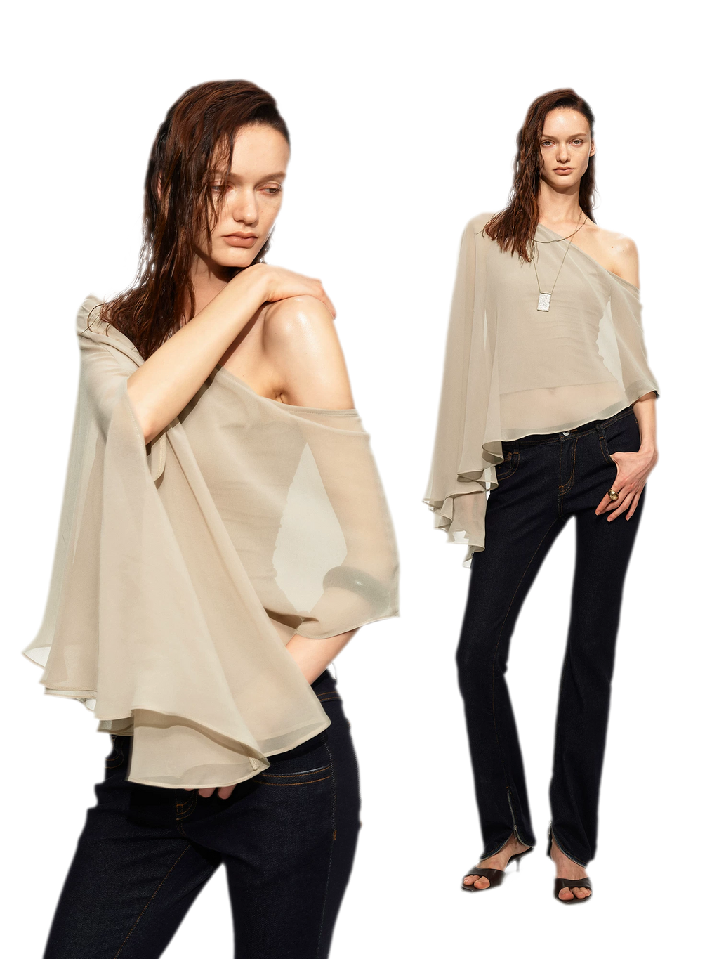 Matte Chiffon Cape Top