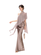 Amber Glow High-Waist Fishtail Satin Skirt