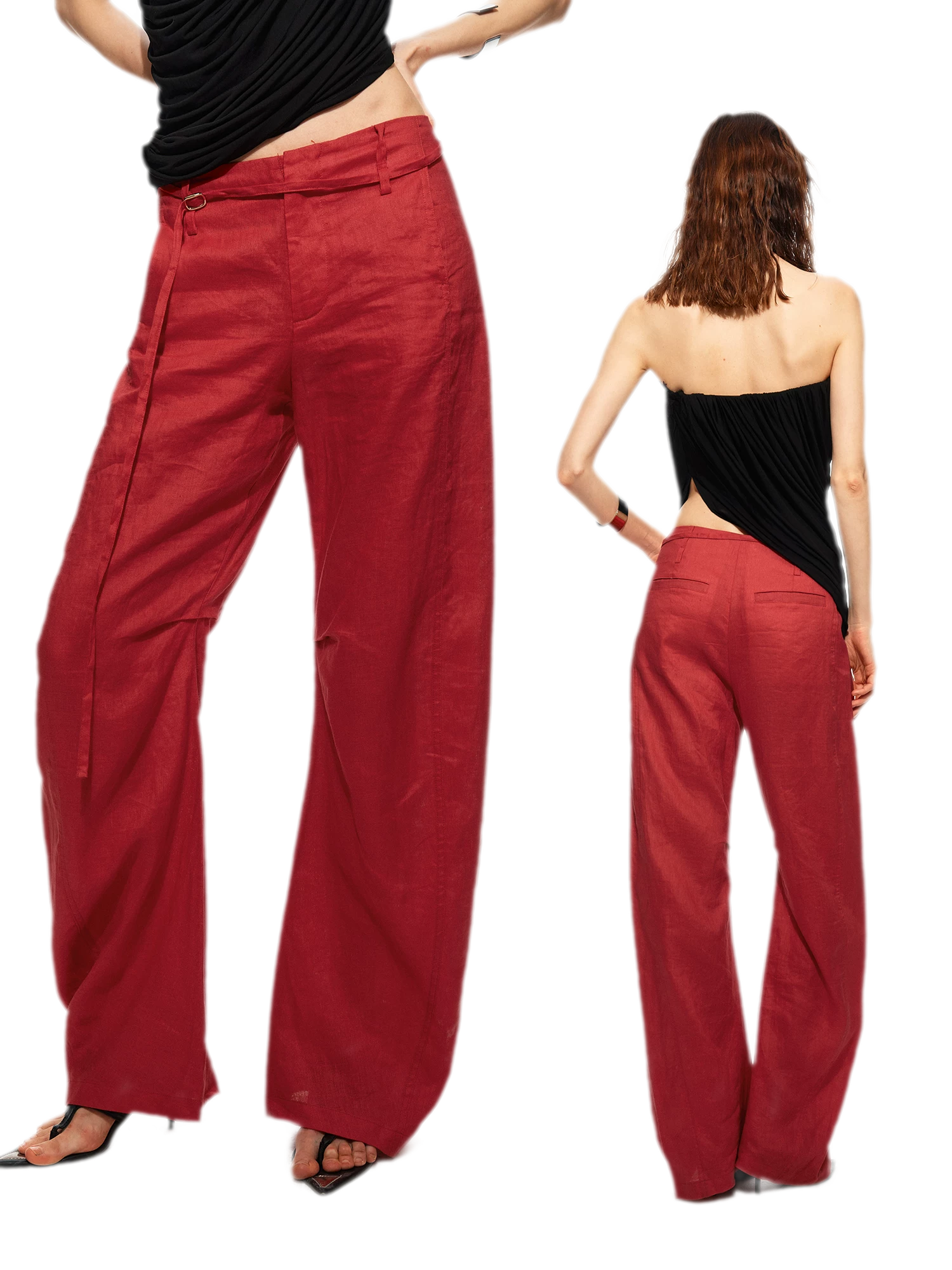 Linen Curved Wide Pants