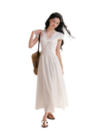 French Lace Puff Sleeve A-Line Dress