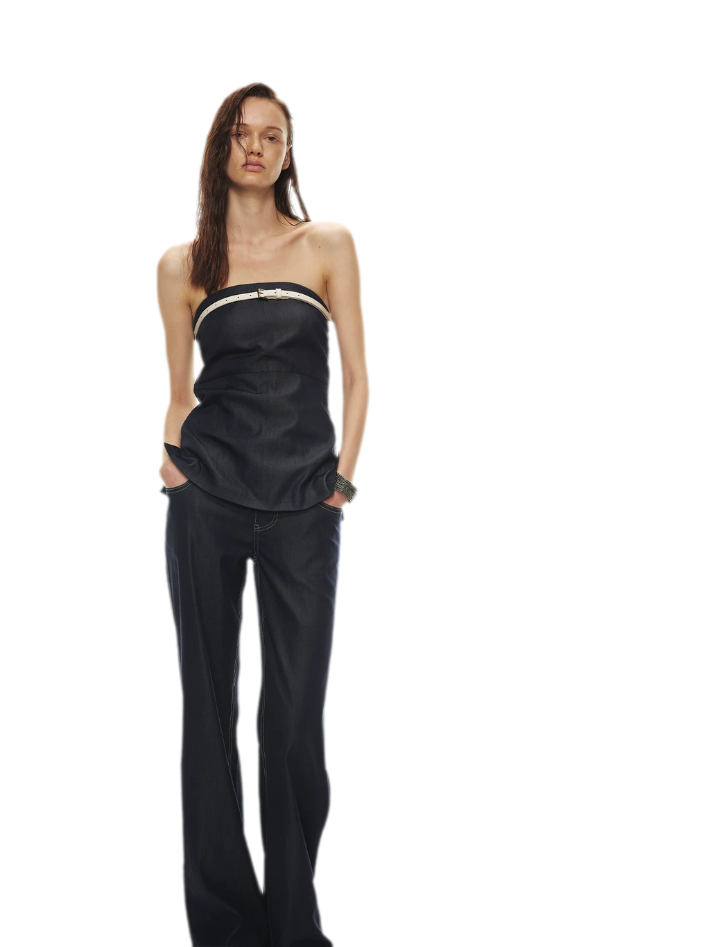 Soft Tencel Denim Fishtail Bustier Top & Pants