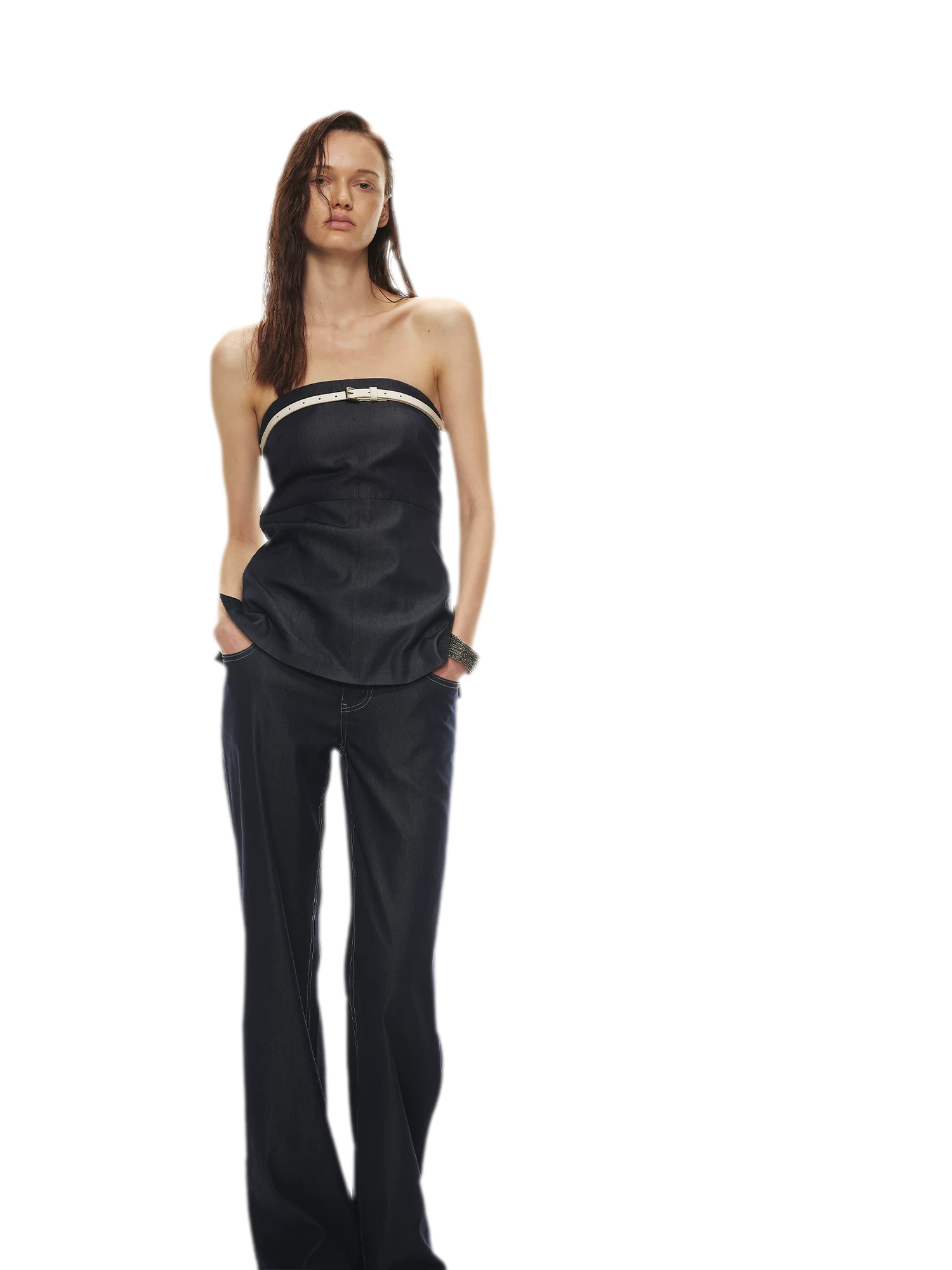 Soft Tencel Denim Fishtail Bustier Top & Pants