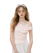 Asymmetric Lace Short Sleeve T-Shirt