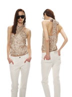 Sheer Matte Leopard Print Sleeveless Chiffon Top
