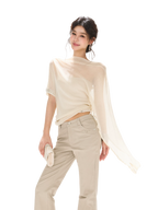 Silver Mesh Beaded Batwing Sleeve Top