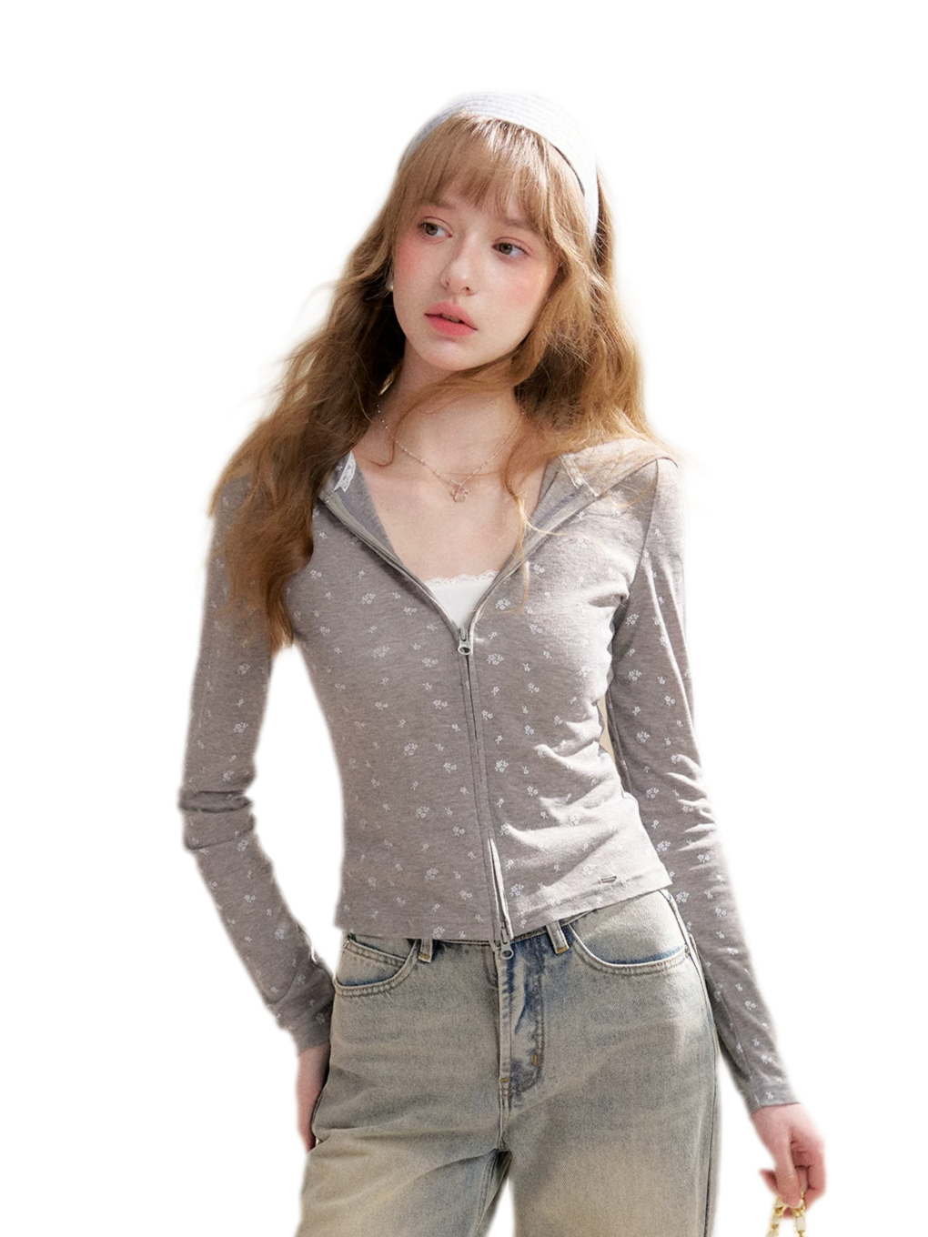 Lyocell Rose Zip Hoodie