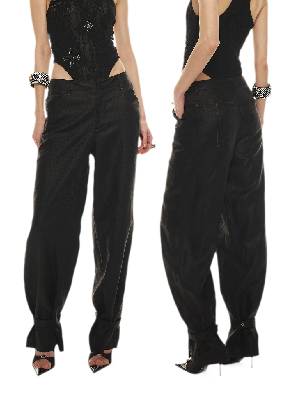 Tencel Linen Vintage Contrast Stitch Casual Pants