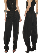 Tencel Linen Vintage Contrast Stitch Casual Pants