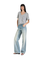 Vintage Straight Loose Fit Jeans with 3D Cat