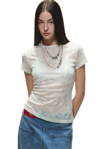 Sheer Wool Lace Paisley Short Sleeve T-shirt