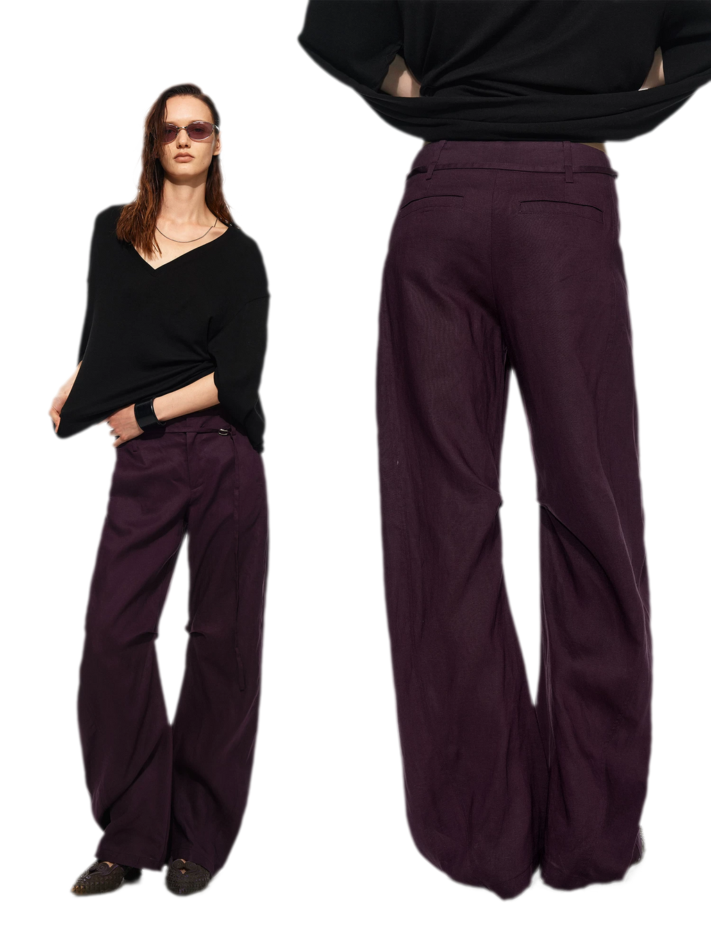 Linen Curved Wide Pants