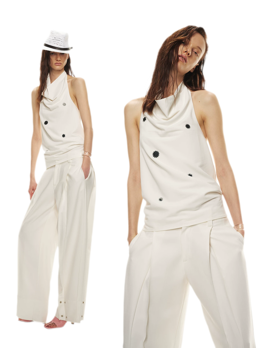 Minimalist Draped Neck Hand-Sewn Lens Halter Top