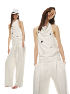 Minimalist Draped Neck Hand-Sewn Lens Halter Top