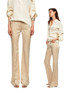 Lustrous Front-Slit Flare Pants