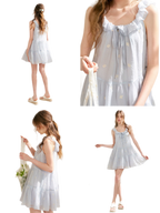 Tencel Embroidered Ruffle A-line Dress