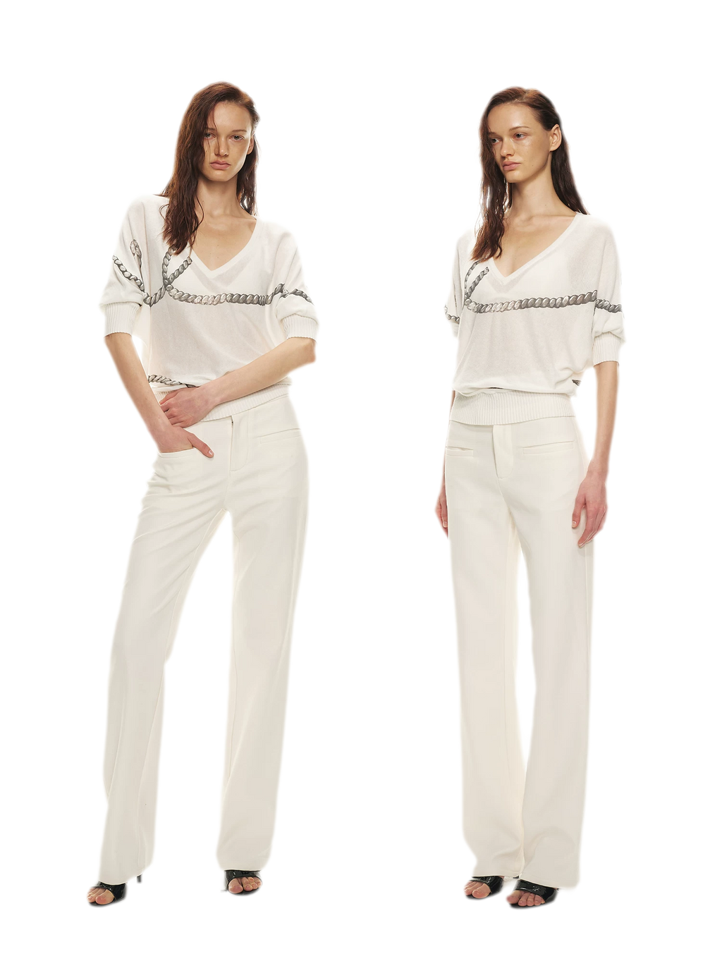 Classic Off-White Slim Straight Trousers
