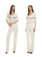 Classic Off-White Slim Straight Trousers
