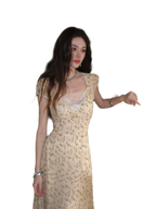 Lace V-Neck Long Dress