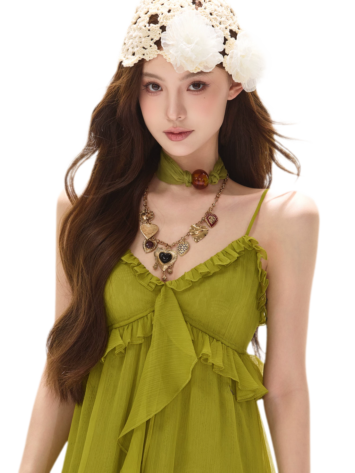 Ruffled Halter Chiffon Dress