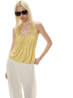 Modal Draped Halter Top with Pearl Neckline