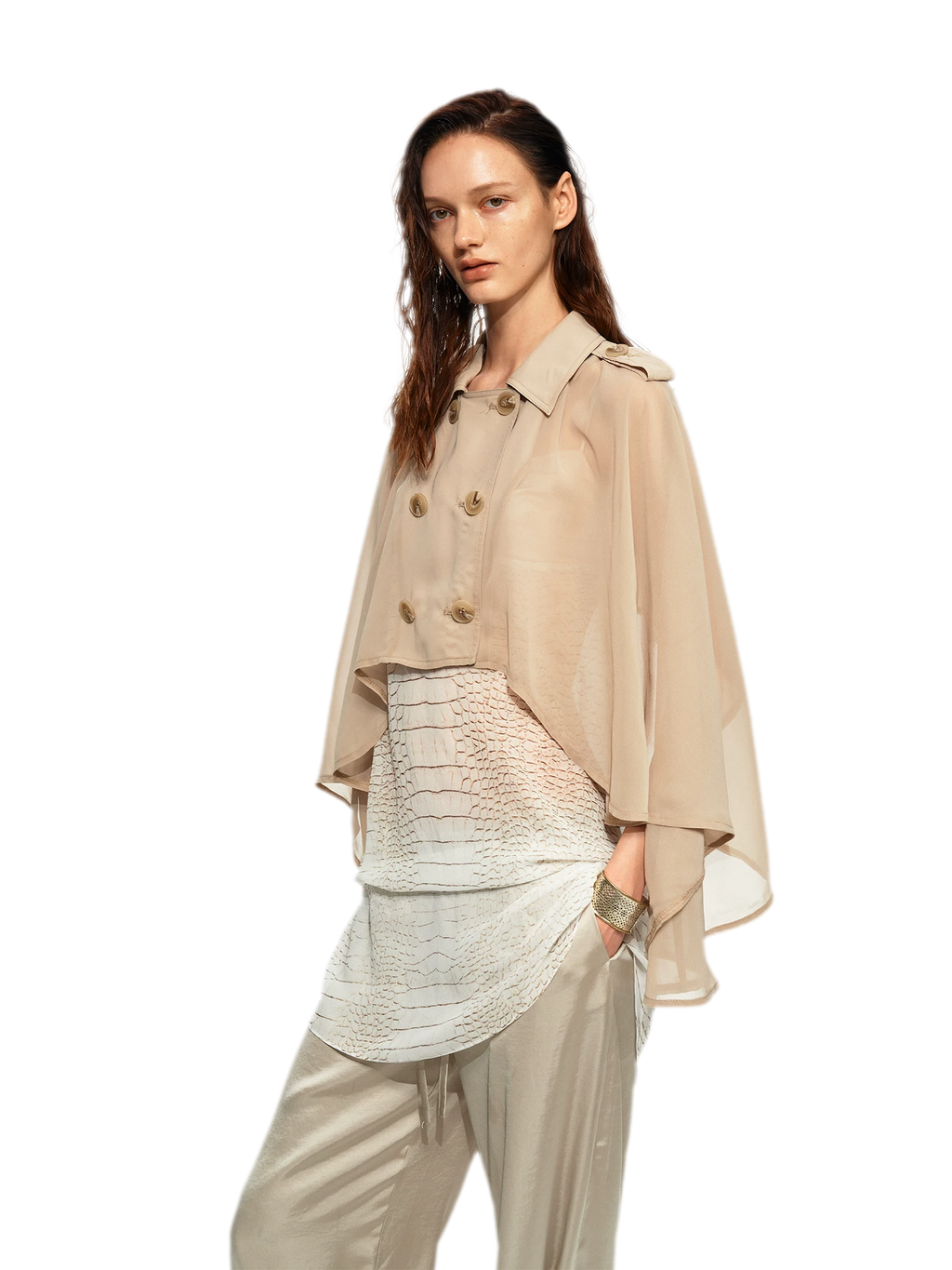 Sheer Trench Cape Top