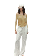 Relaxed Fit Linen Blend Wide-Leg Pants
