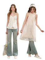 Lace Trim Flare Jeans