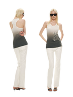 Gradient Zebra Print Fitted Racerback Tank Top
