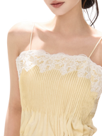 South France Holiday Lace Trim Waist-Cinched Camisole