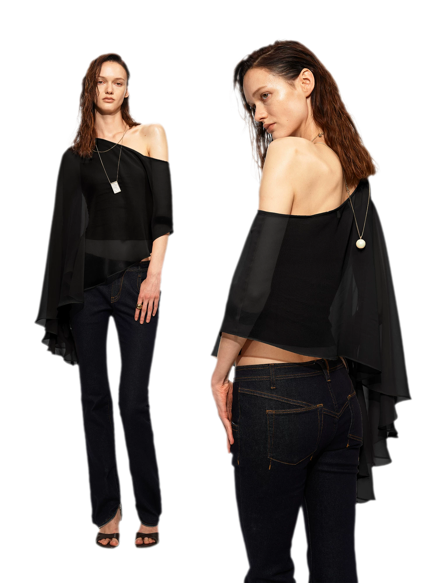 Matte Chiffon Cape Top