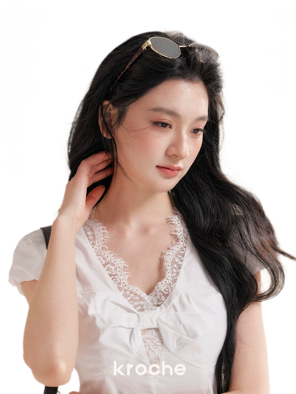French Lace Puff Sleeve A-Line Dress
