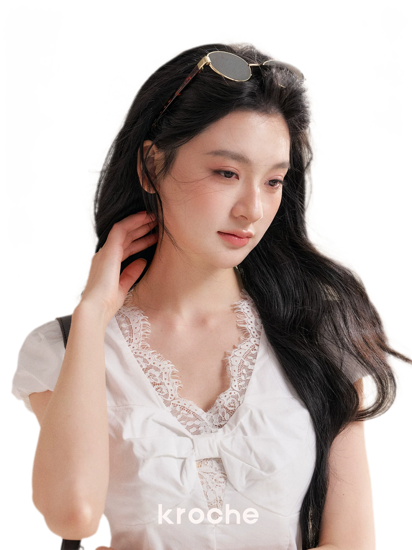 French Lace Puff Sleeve A-Line Dress