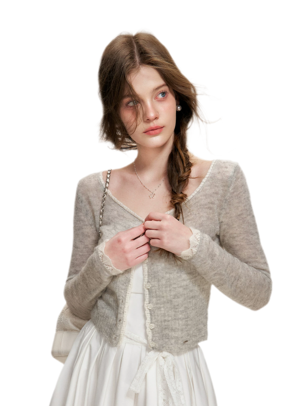 Alpaca Trim Cropped Cardigan