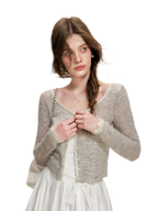 Alpaca Trim Cropped Cardigan
