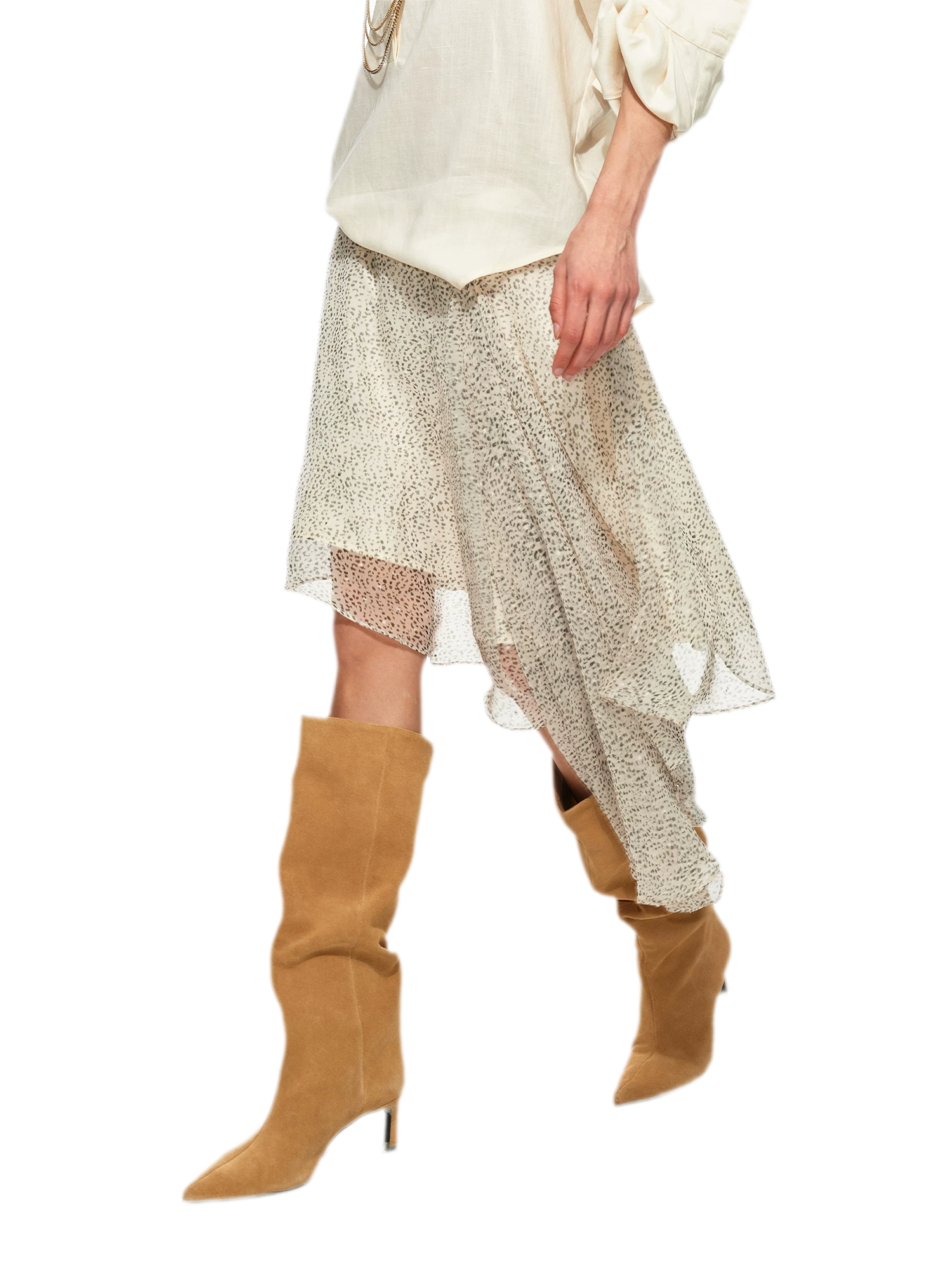Asymmetric Chiffon Midi Skirt