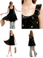 Tencel Embroidered Ruffle A-line Dress