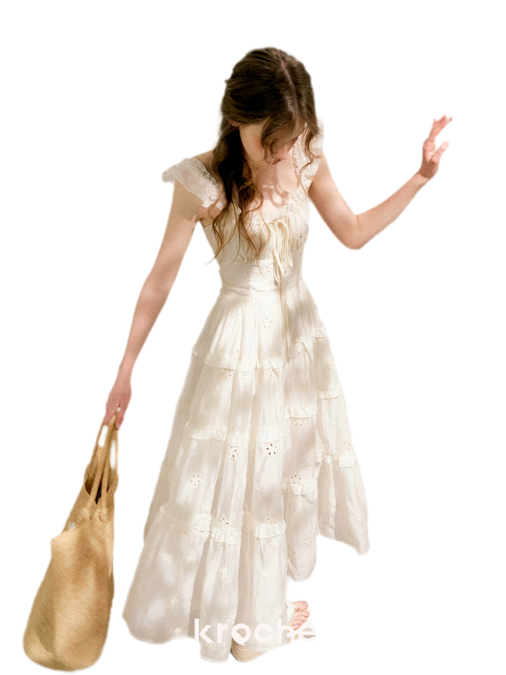 Embroidered Floral Tie-Waist Dress