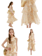 Chiffon Floral Halter Long Dress