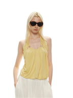 Modal Draped Halter Top with Pearl Neckline