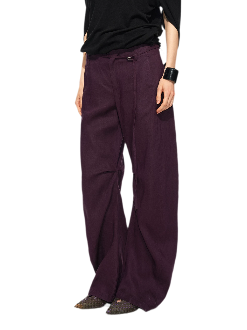 Linen Curved Wide Pants