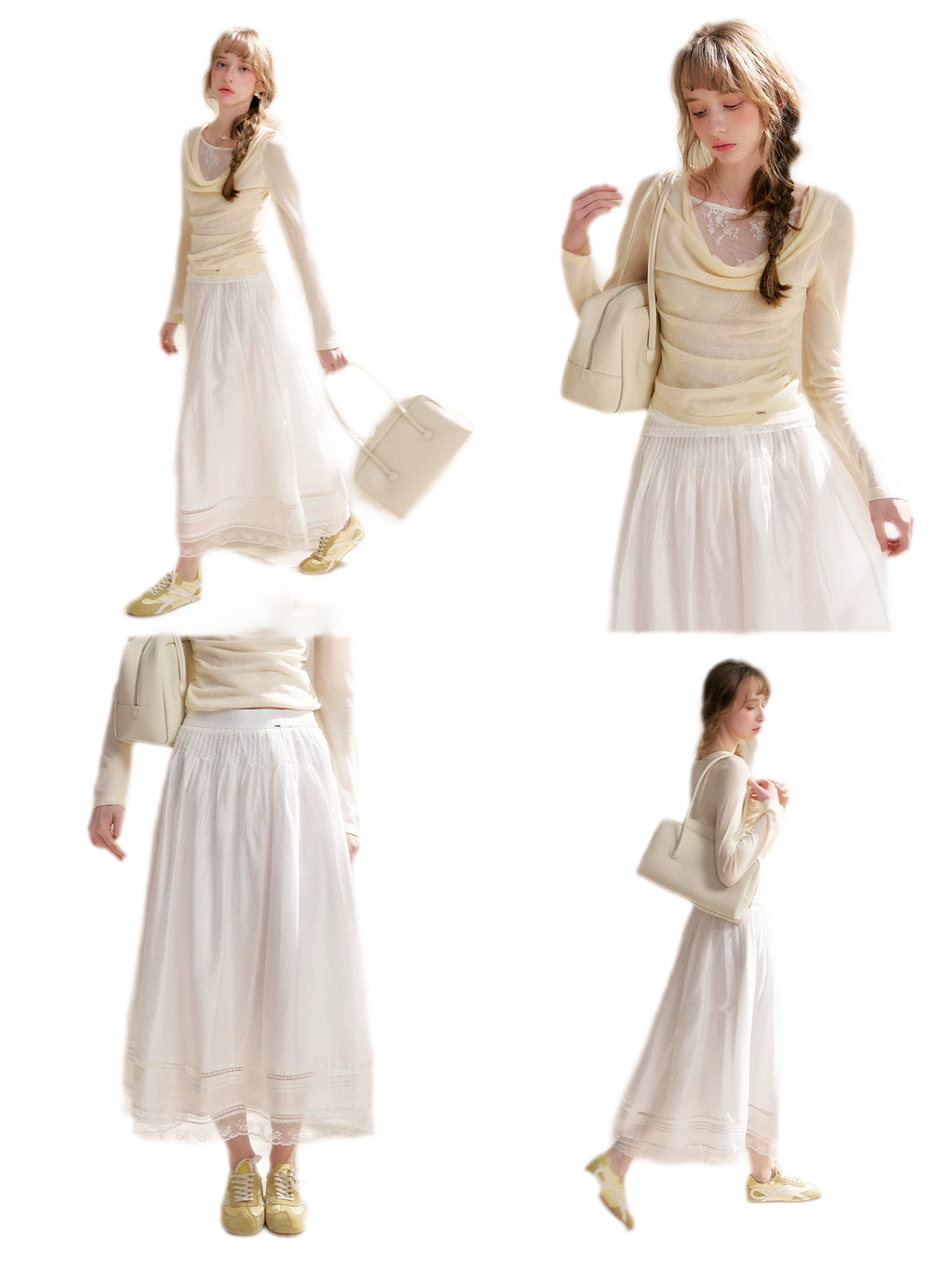 Lyocell Lace Pleated Skirt