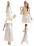 Lyocell Lace Pleated Skirt