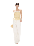 South France Holiday Lace Trim Waist-Cinched Camisole