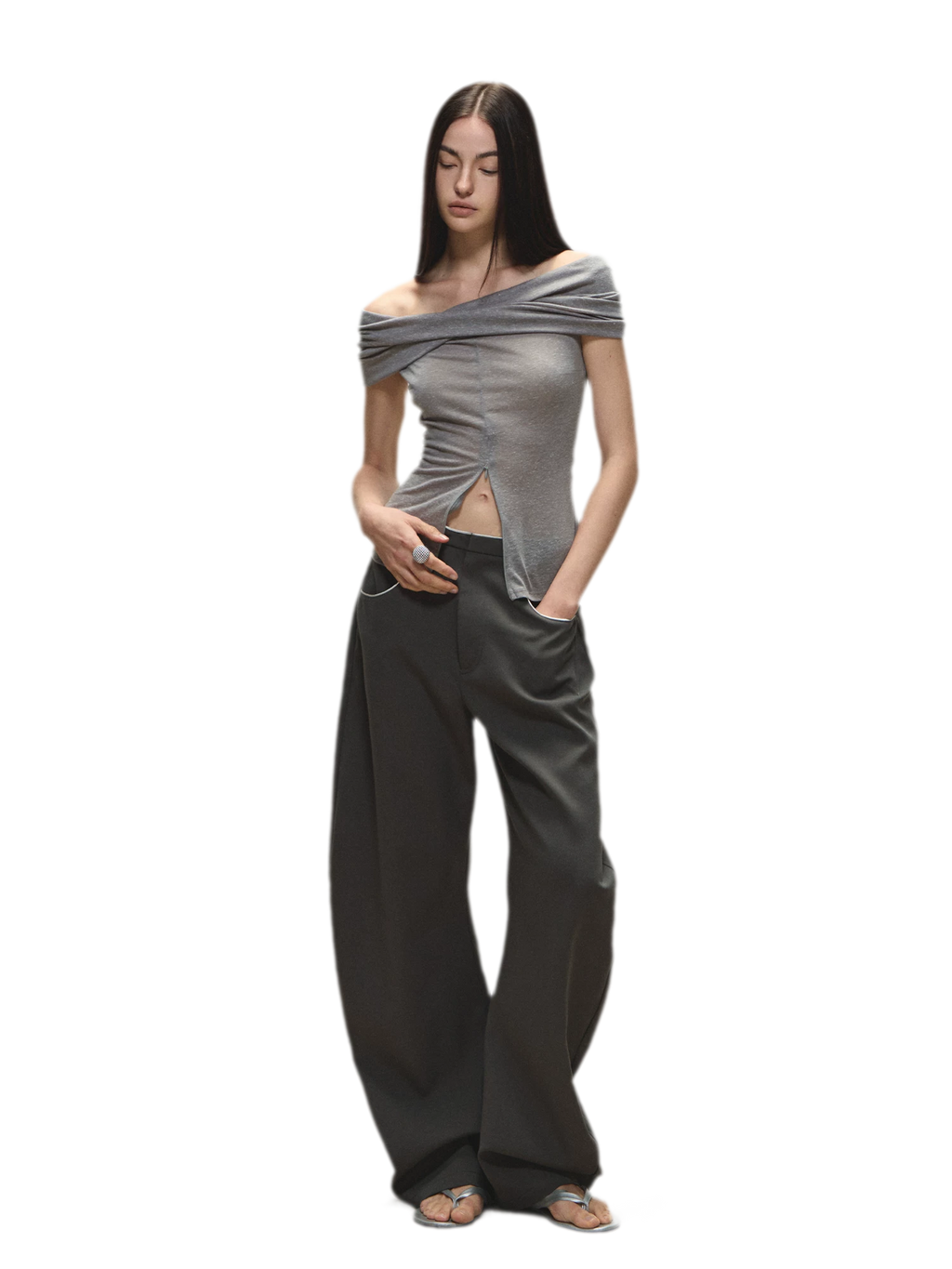 Relaxed Fit Sculpted Wide-Leg Pants