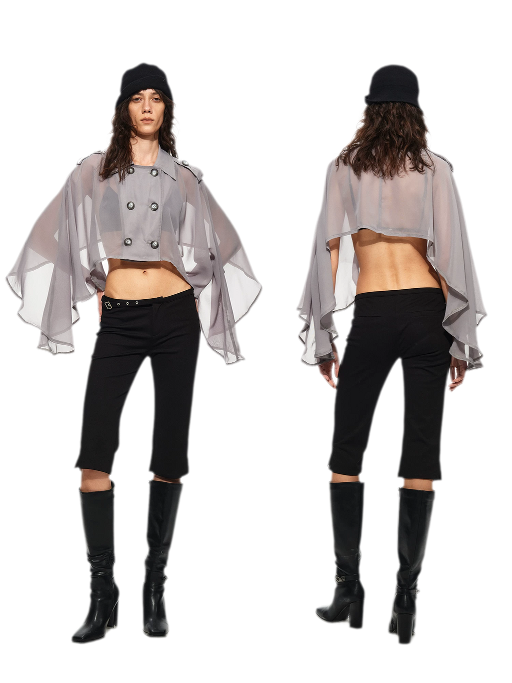 Sheer Trench Cape Top