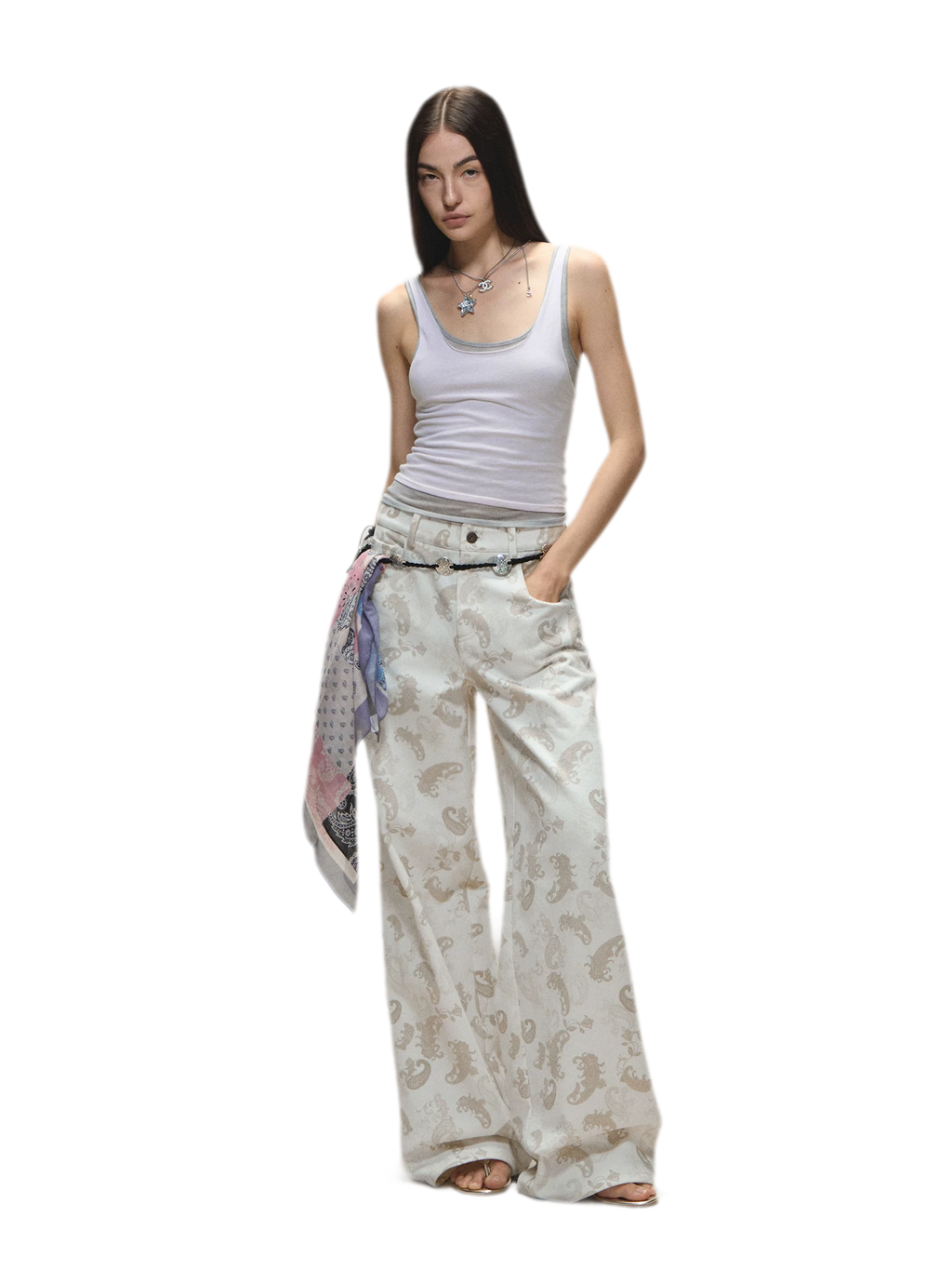 Original Paisley Print Washed Straight-Leg Jeans