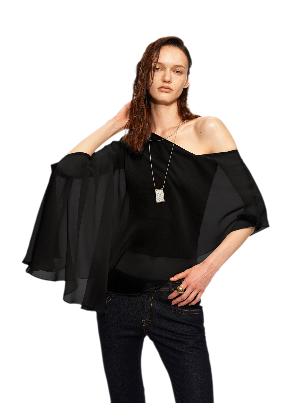 Matte Chiffon Cape Top